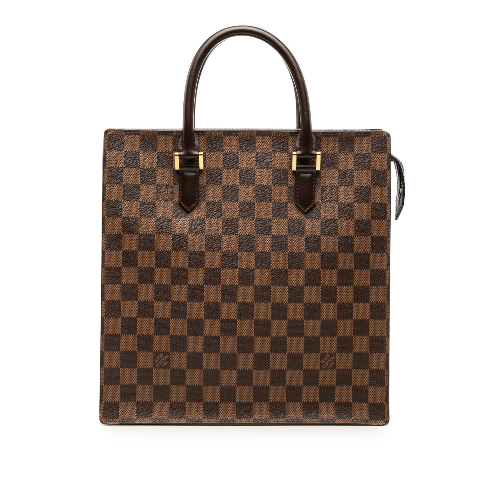Louis Vuitton Venice Sac Plat Damier Ebene Tote Bag: Louis Vuitton Venice Sac Plat Damier Ebene Tote Bag The Louis Vuitton Damier Ebene Venice Sac Plat is a structured brown bag with a damier canvas body, rolled leather handles, a top zip closure, and a