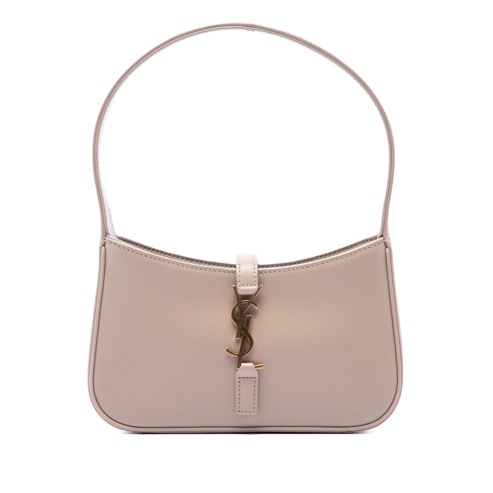 Saint Laurent Le 5 a 7 Mini Smooth Calfskin Shoulder Bag Brown: Saint Laurent Le 5 a 7 Mini Smooth Calfskin Shoulder Bag Brown Saint Laurent Mini Smooth Calfskin Le 5 a 7 shoulder bag in brown leather. This compact design features a flat leather handle, a front pu