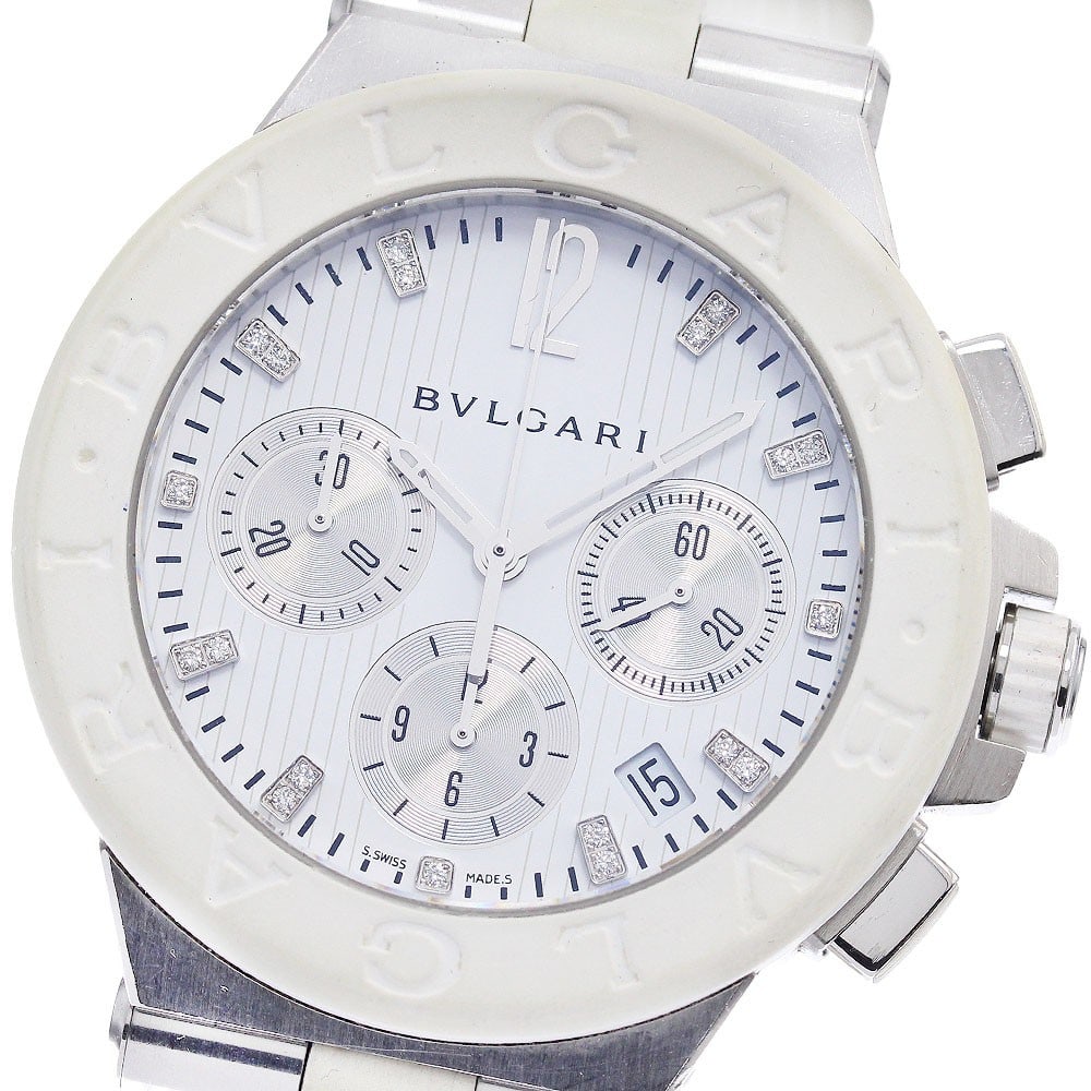 BVLGARI Diagono DG40SCH automatic chronograph men's wristwatch: BVLGARI Diagono DG40SCH automatic chronograph men's wristwatch BVLGARI Diagono chronograph wristwatch with automatic movement and a white/silver dial. This men's watch features a stainless steel case,