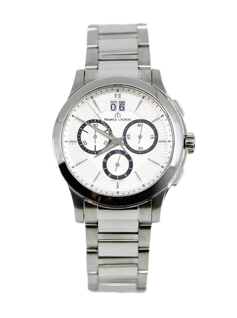 Maurice Lacroix Miros men's quartz wristwatch stainless steel box papers: Maurice Lacroix Miros men's quartz wristwatch stainless steel box papers Maurice Lacroix Miros men's wristwatch with a quartz movement and analog silver dial. This pre-owned watch features a stainless