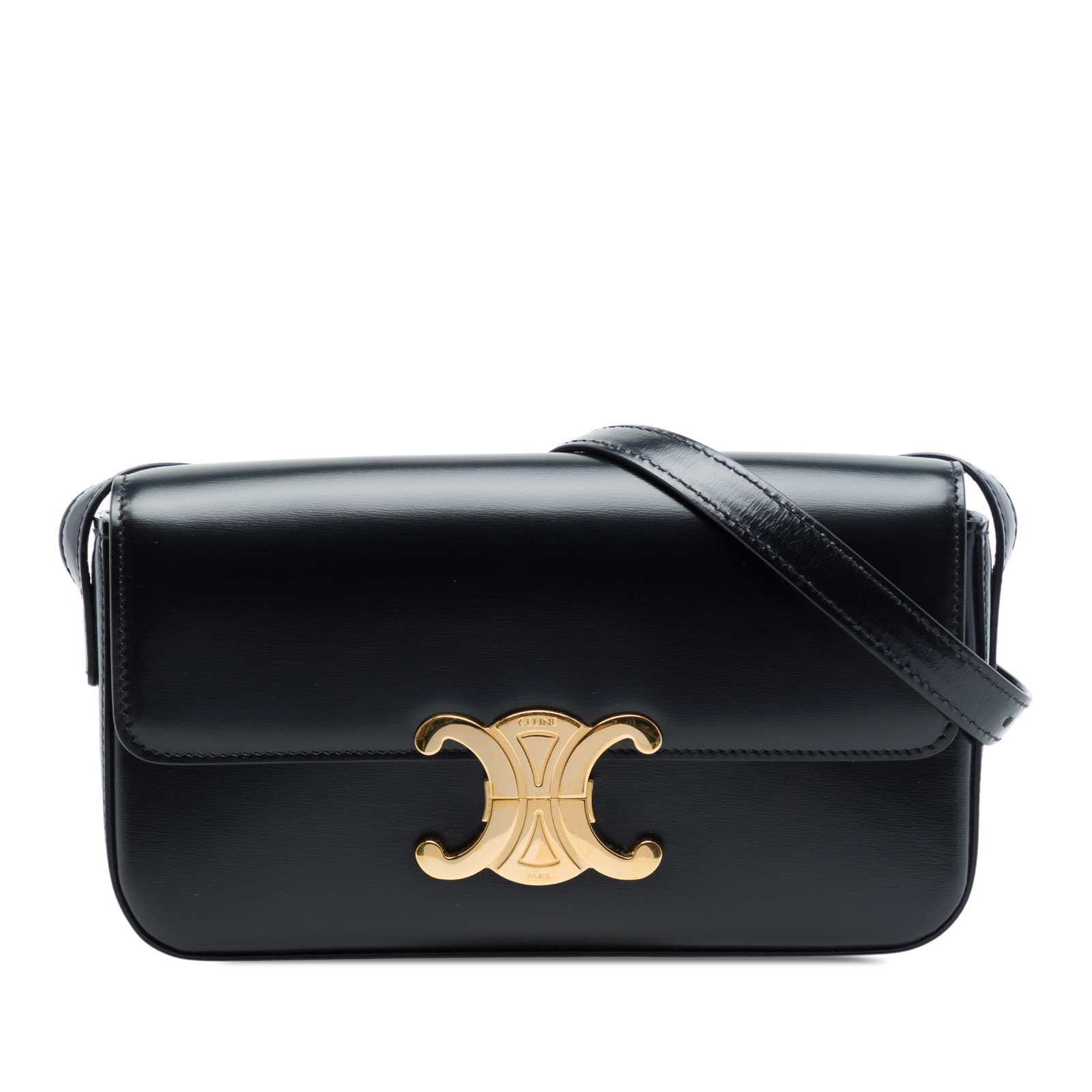Celine Triomphe Claude Black Shiny Calfskin Shoulder Bag (1 of 7)