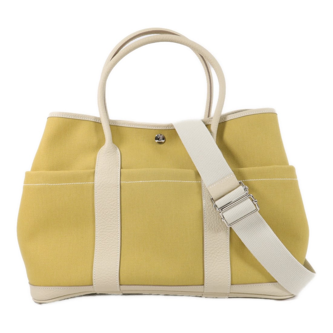 HERMES Garden Party PM Yellow Canvas Negonda Leather Handbag (1 of 17)