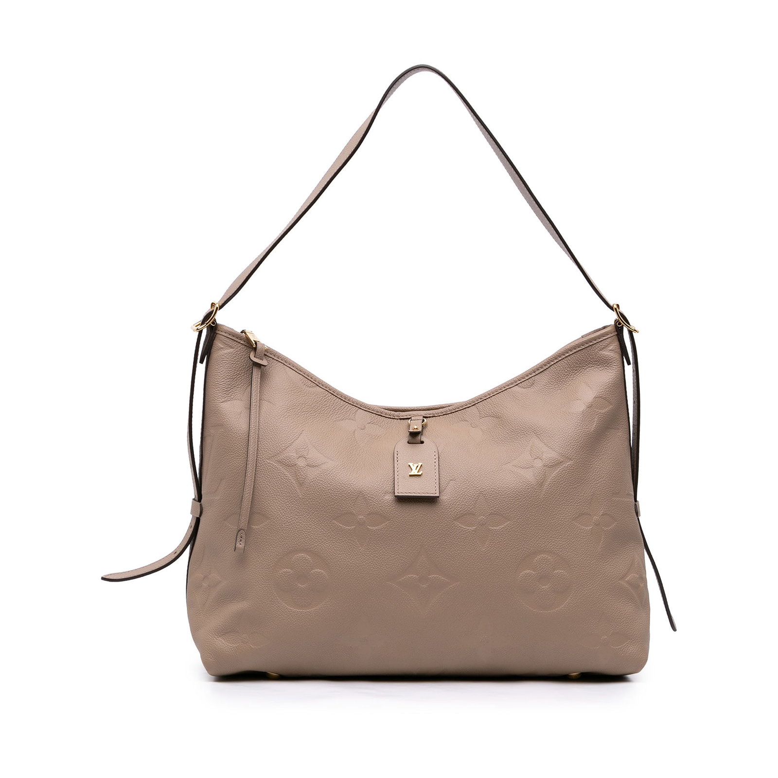 Louis Vuitton CarryAll MM Monogram Empreinte Leather Shoulder Bag: Louis Vuitton CarryAll MM Monogram Empreinte Leather Shoulder Bag Louis Vuitton CarryAll MM in Monogram Empreinte leather with a detachable and adjustable flat strap, top zip closure, interior zip and