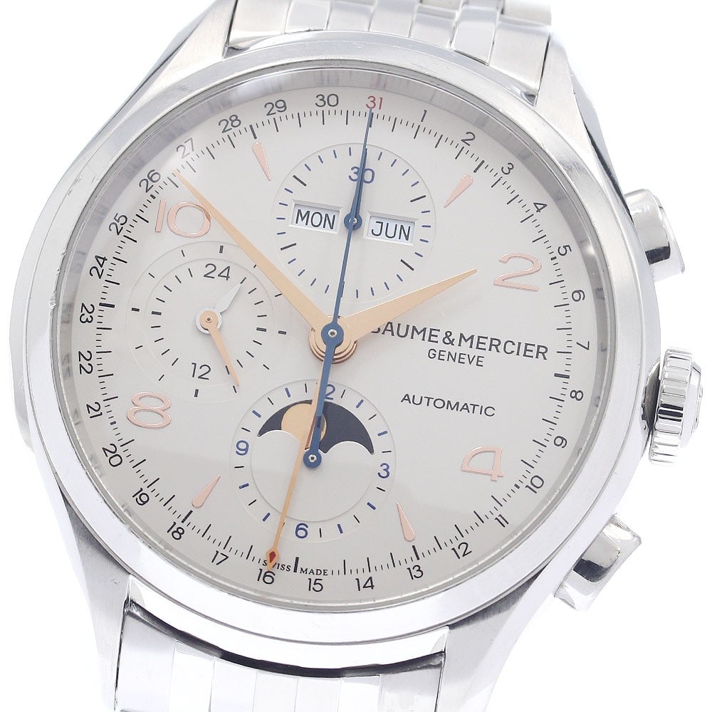 Baume & Mercier Clifton mens automatic wristwatch triple calendar moon phase (1 of 6)