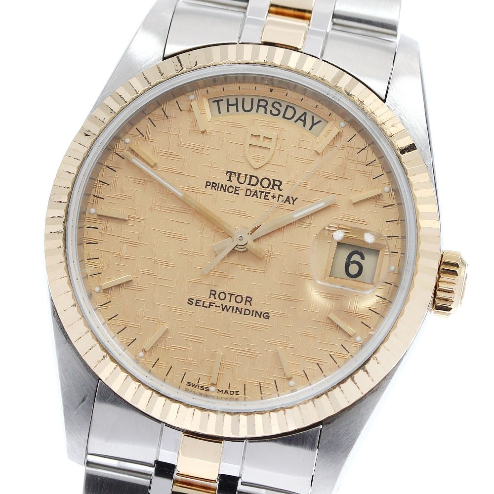 TUDOR Prince Date-Day Ref 76213 Automatic SS YG Mens Wristwatch: TUDOR Prince Date-Day Ref 76213 Automatic SS YG Mens Wristwatch TUDOR Prince Date-Day automatic men's wristwatch with a stainless steel and yellow gold combination design. This watch features a gold d