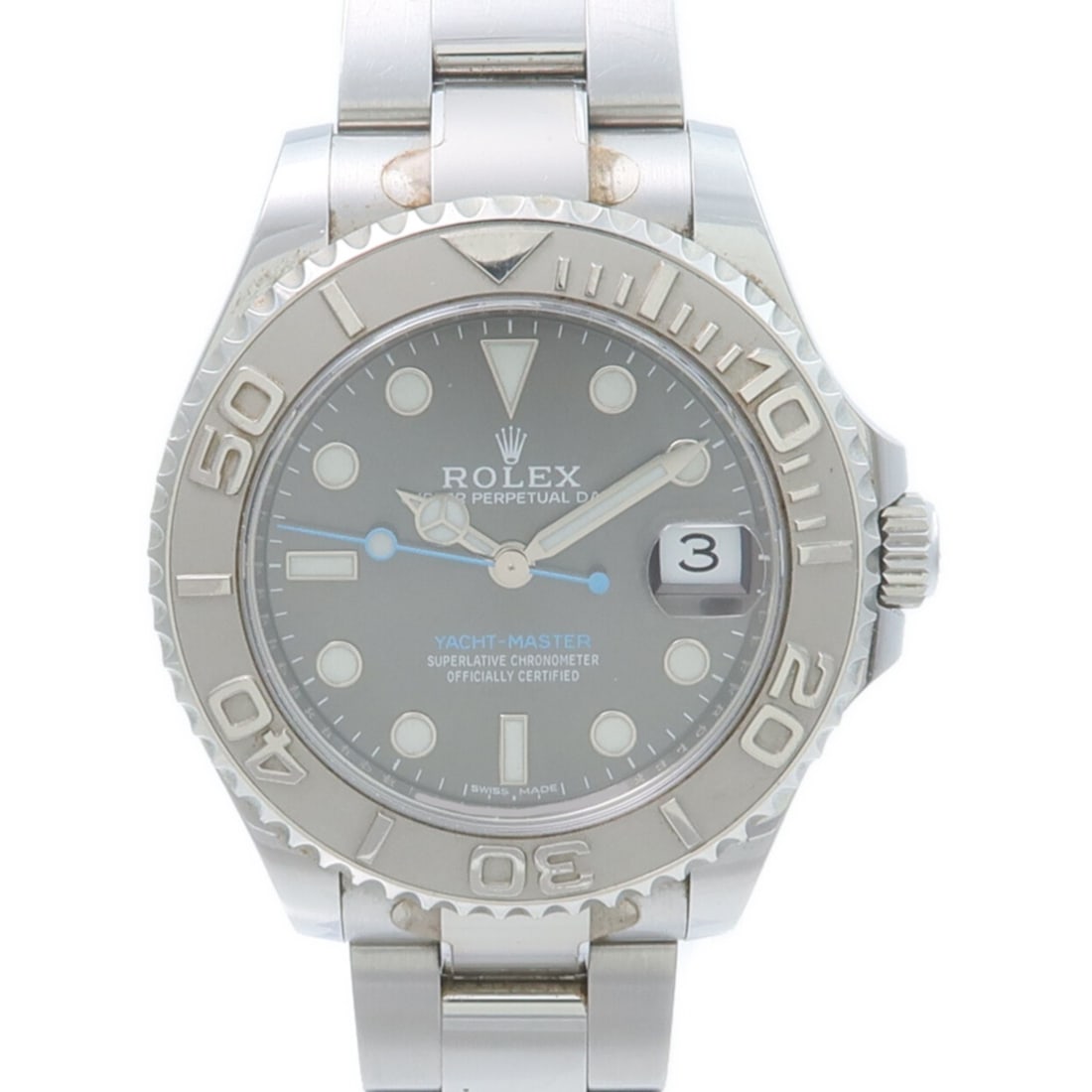 Rolex 268622 Yacht Master automatic wristwatch in steel and PT950 platinum: Rolex 268622 Yacht Master automatic wristwatch in steel and PT950 platinum ROLEX Yacht Master 268622 automatic watch for men, featuring a stainless steel and Pt950 platinum construction in silver and 