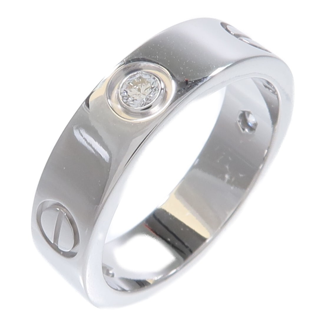 Cartier Love 18K White Gold Ring with 3 Diamonds Size 57 US 8: Cartier Love 18K White Gold Ring with 3 Diamonds Size 57 US 8 Cartier Love ring crafted in 18K white gold and set with 3 diamonds. This unisex ring is made in France and includes a guarantee. Conditio