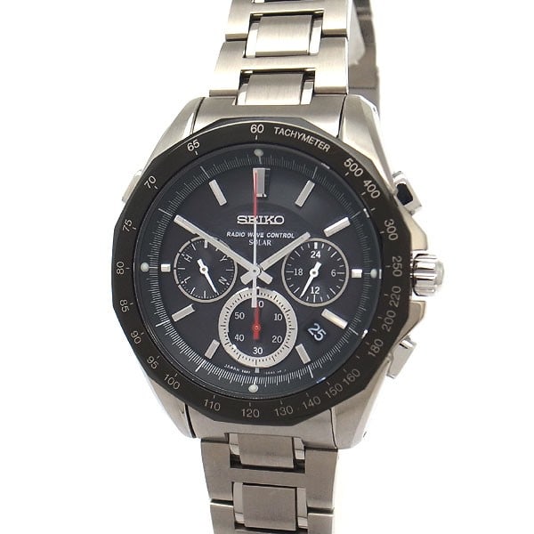 SEIKO Brightz SAGA027 titanium mens chronograph solar radio watch (1 of 4)