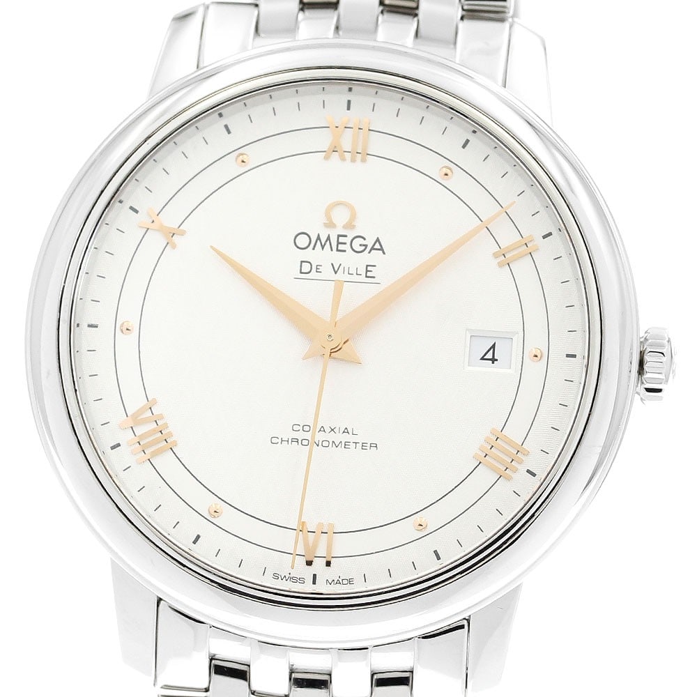 OMEGA De Ville Prestige Date Automatic Mens Wristwatch Ref 424.10.40.20.02.004: OMEGA De Ville Prestige Date Automatic Mens Wristwatch Ref 424.10.40.20.02.004 OMEGA De Ville Prestige automatic men's wristwatch with a silver dial and date display. This watch-only offering features