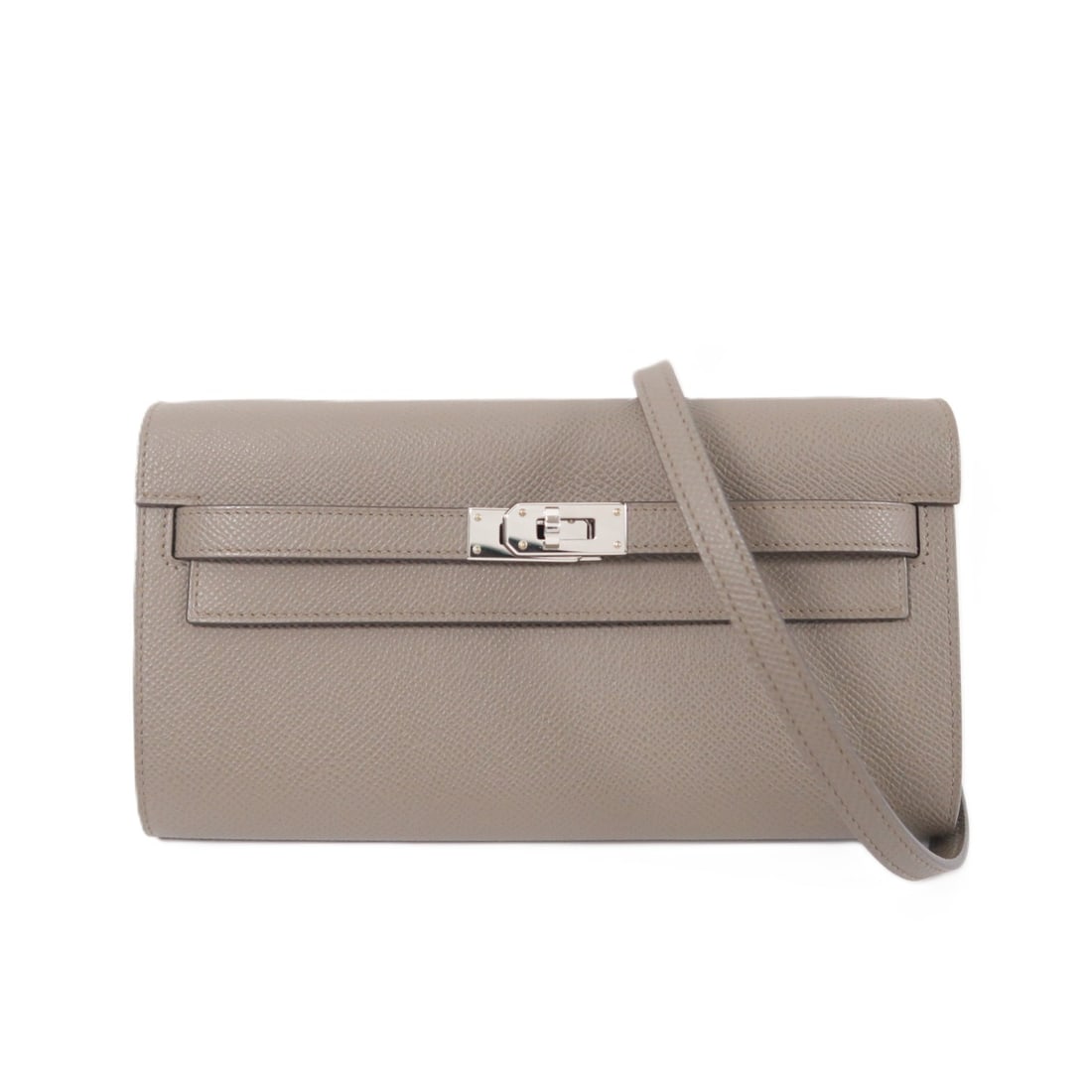 HERMES Kelly To Go Epsom Calfskin Shoulder Bag Etain PHW: HERMES Kelly To Go Epsom Calfskin Shoulder Bag Etain PHW Hermes Kelly To Go shoulder bag in Etain x Brown x Etain, crafted from Epsom leather and calfskin (cowhide). This women's shoulder bag features