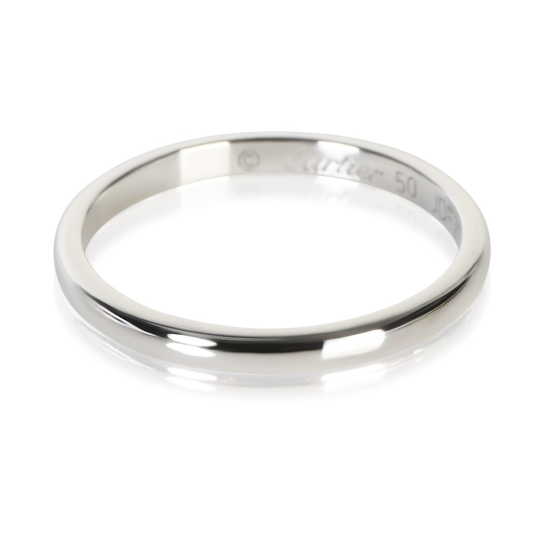 Cartier 1895 Platinum Band Ring Size 5.25 with Box Papers: Cartier 1895 Platinum Band Ring Size 5.25 with Box Papers Cartier 1895 2mm band ring in platinum from the women's collection. This pre-owned ring has a classic, streamlined band design with no main st