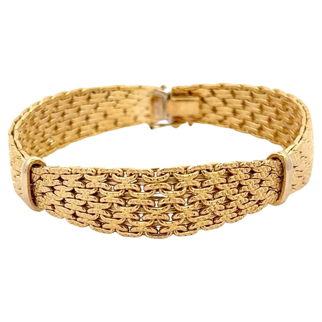 18k Yellow Gold Bar Bracelet Woven Design 7.5 In (1 of 8)