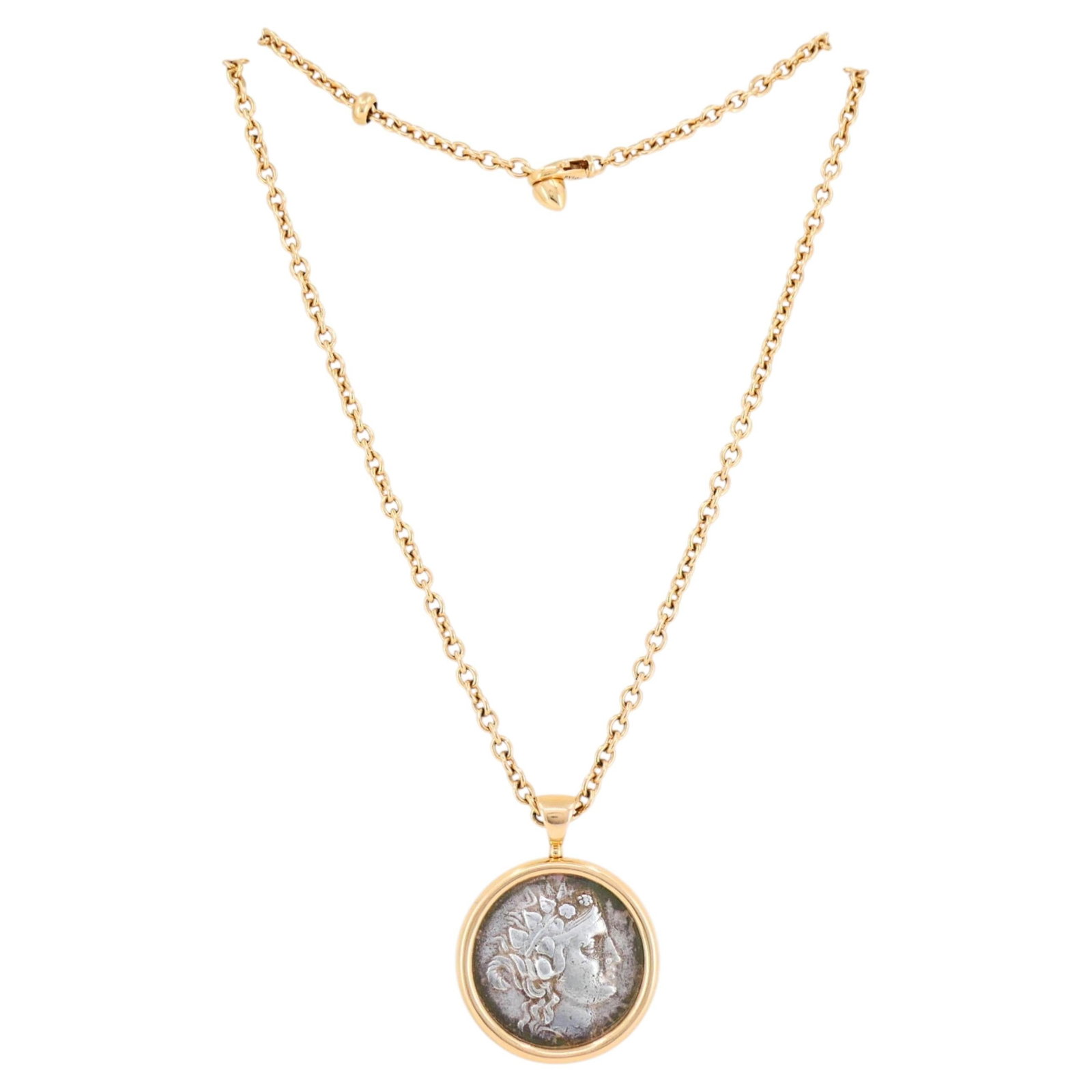 Bulgari Monete rose gold necklace with ancient Greek silver coin (1 of 13)