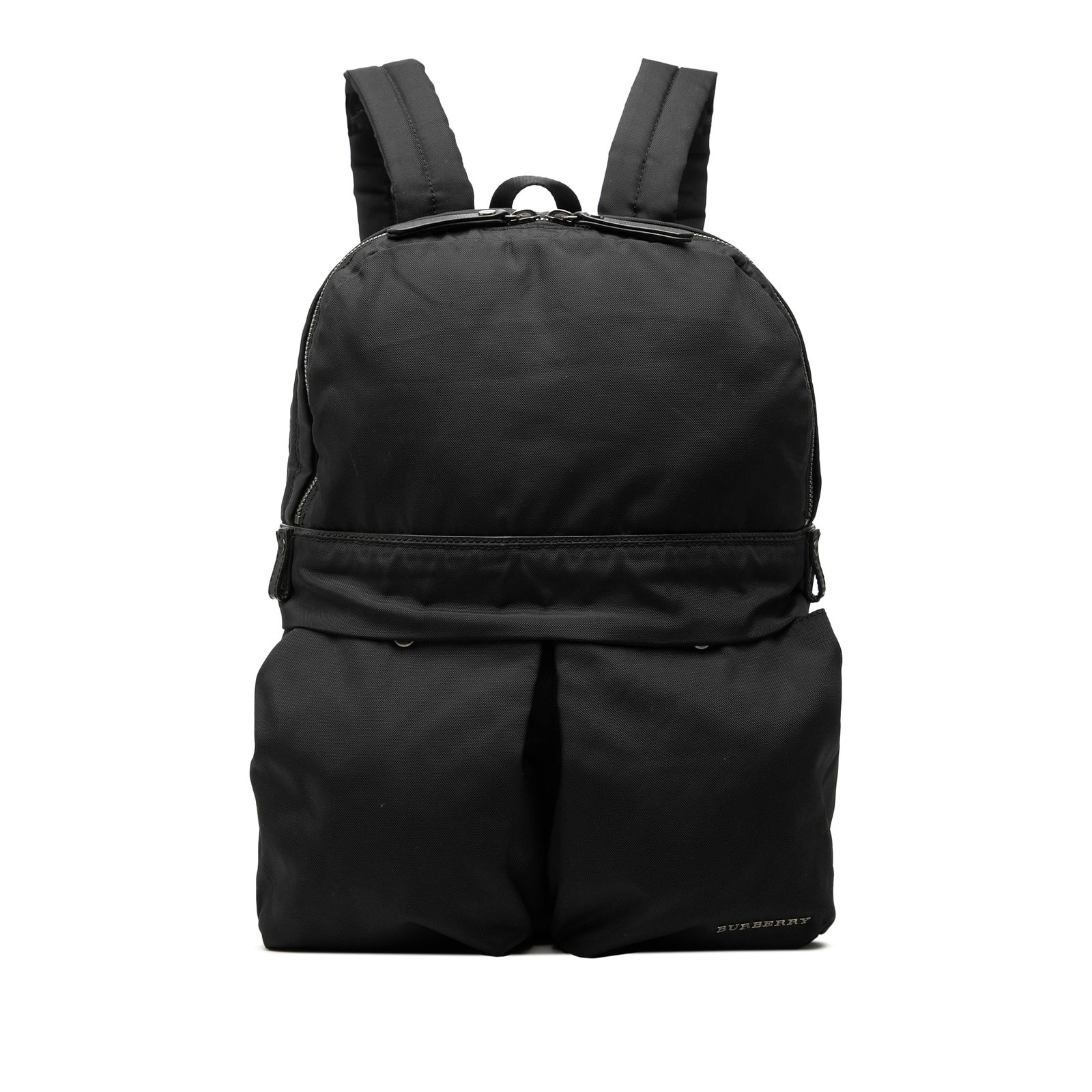 Burberry Leather Trimmed Nylon Backpack Black (1 of 6)