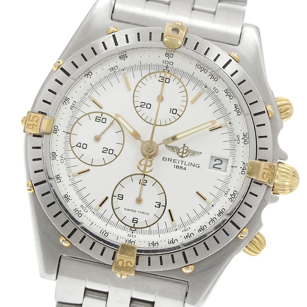 Breitling Chronomat B13047 mens automatic bicolor date watch: Breitling Chronomat B13047 mens automatic bicolor date watch Breitling Chronomat Bicolor men's automatic wristwatch with date, chronograph, and small seconds functions. This watch-only offering featur