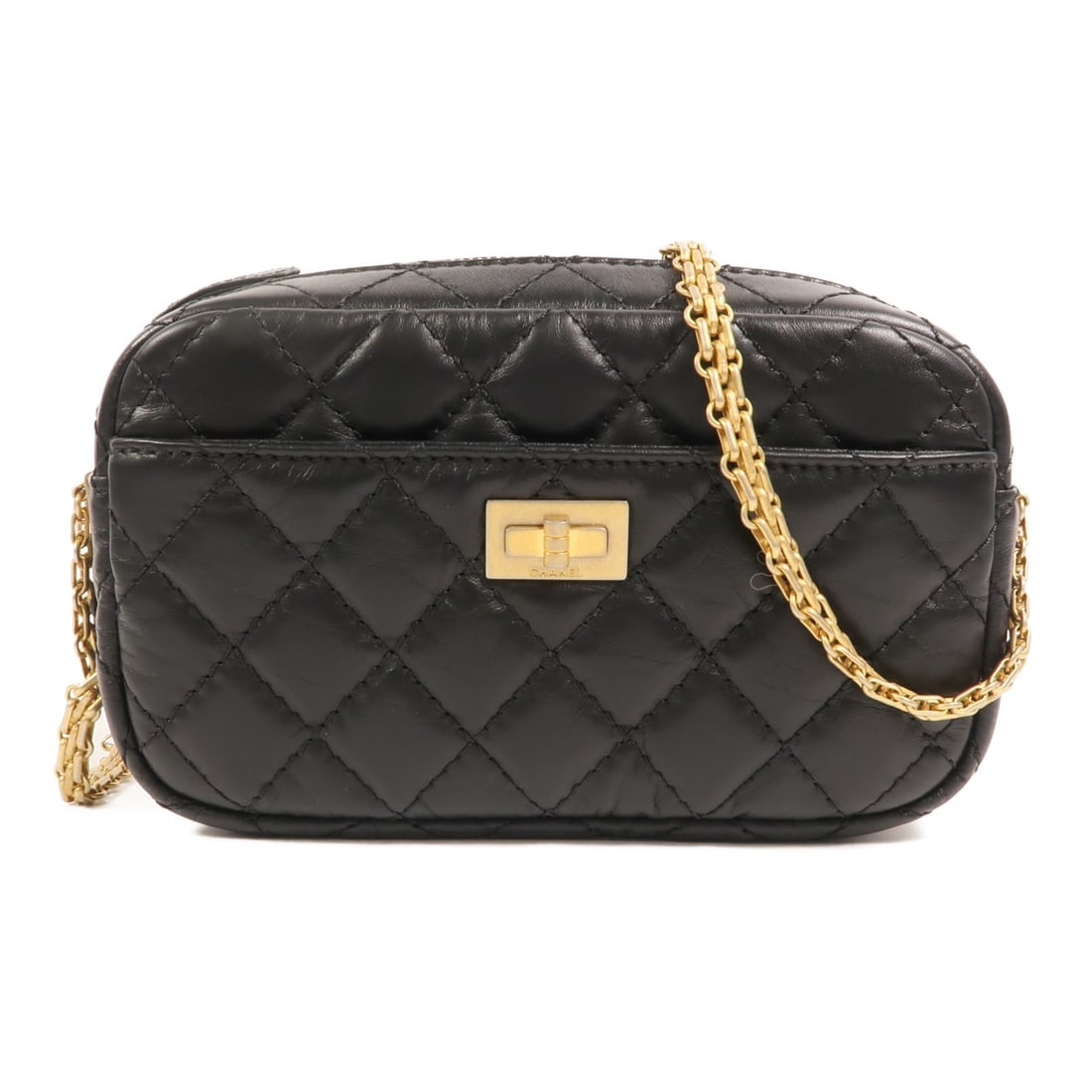CHANEL 2.55 CC Camera Shoulder Bag Black Calfskin GHW (1 of 16)