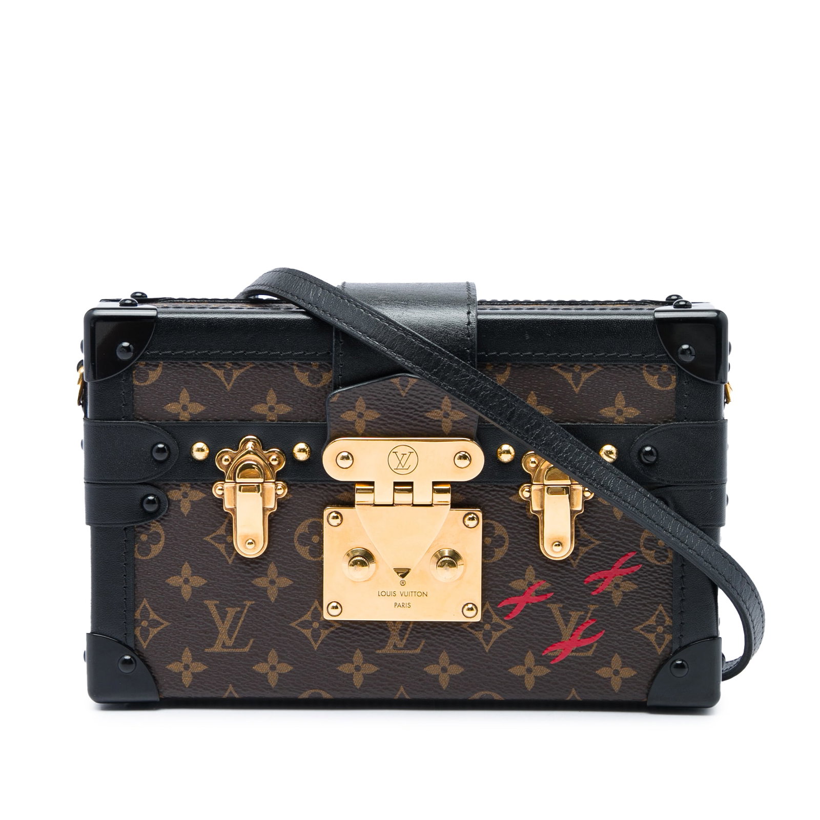 Louis Vuitton Petite Malle Monogram Canvas Crossbody Bag: Louis Vuitton Petite Malle Monogram Canvas Crossbody Bag The Louis Vuitton Monogram Petite Malle is a structured shoulder bag crafted with a monogram canvas body and leather trim. It features an adjus