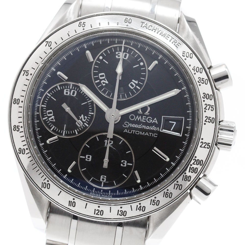 OMEGA Speedmaster 3513.50 automatic chronograph mens wristwatch: OMEGA Speedmaster 3513.50 automatic chronograph mens wristwatch Omega Speedmaster Date chronograph wristwatch for men with an automatic movement and black dial. This stainless steel watch features dat
