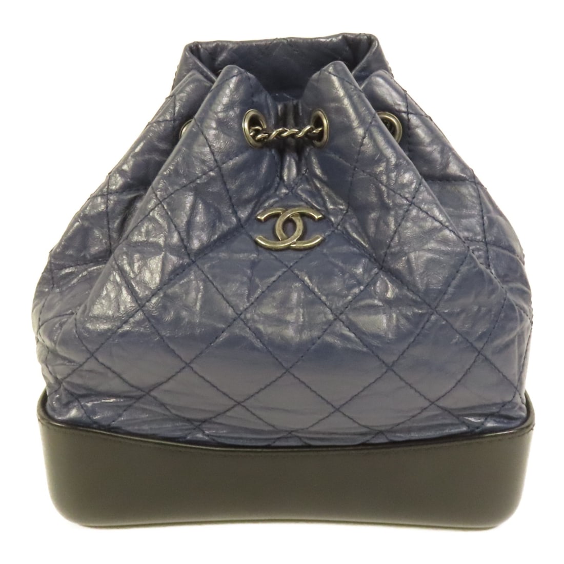 CHANEL Gabrielle CC Calfskin Rucksack Backpack Blue Black: CHANEL Gabrielle CC Calfskin Rucksack Backpack Blue Black CHANEL CC Gabrielle Backpack in calfskin leather, presented in blue and black. This rucksack-style backpack is for women and comes with one in