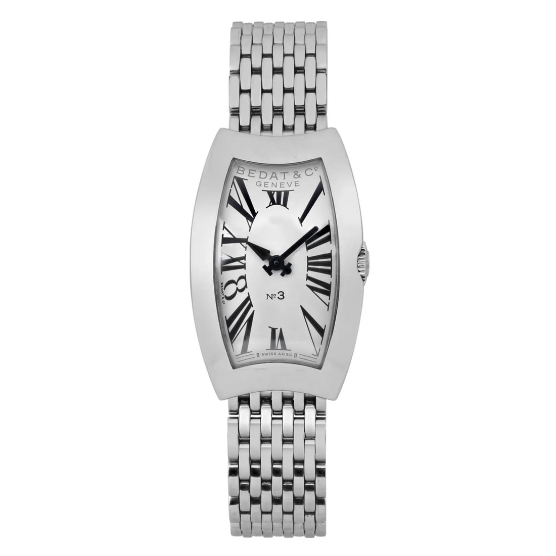 Bedat & Co Genive No 3 Quartz Wristwatch Gray Stainless Steel 22mm: Bedat & Co Genive No 3 Quartz Wristwatch Gray Stainless Steel 22mm This Bedat & Co. Genive No 3 wristwatch is a stunning example of dress/formal timepieces, featuring a sleek silver dial with Roman nu