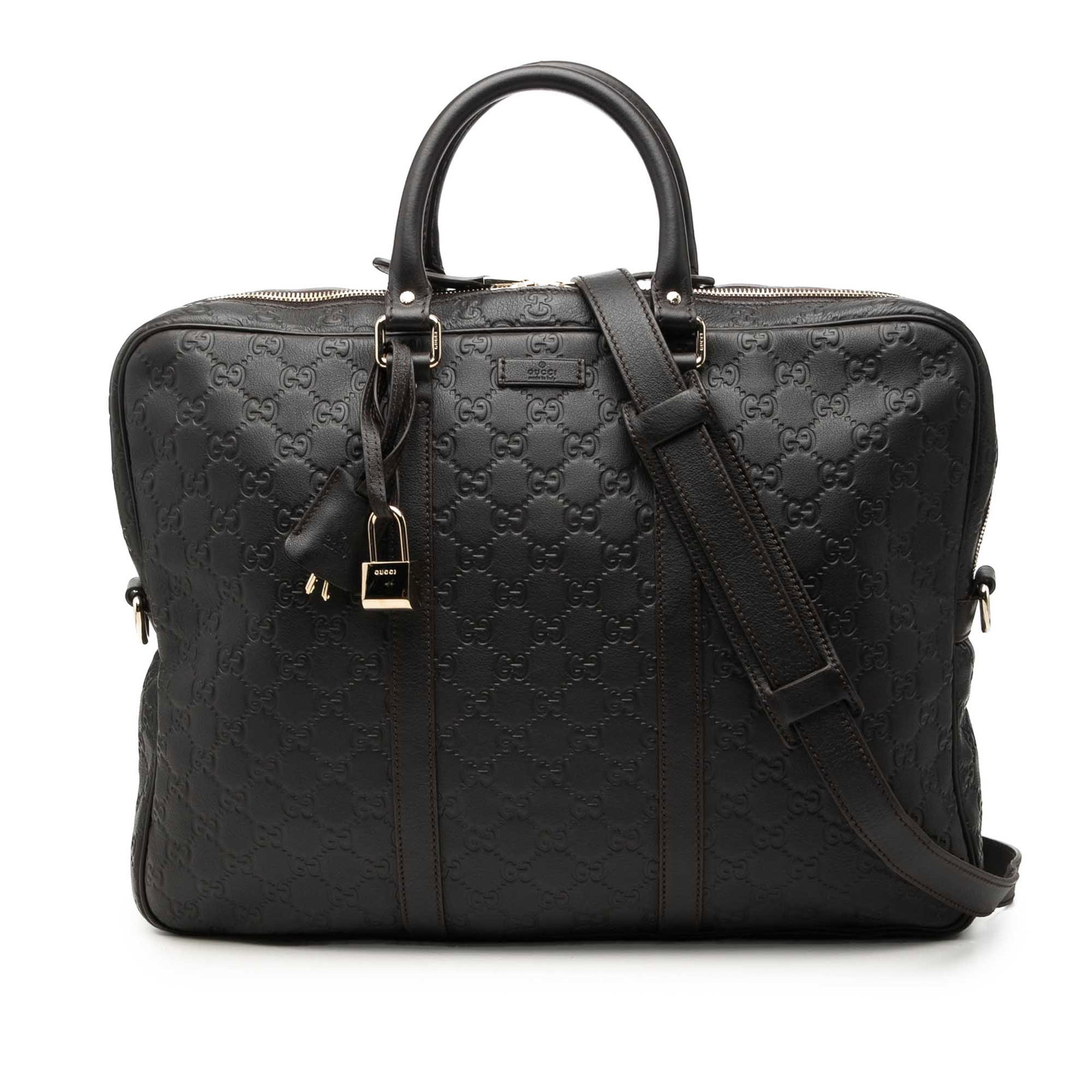 Gucci Guccissima Leather Briefcase Brown Detachable Strap (1 of 7)