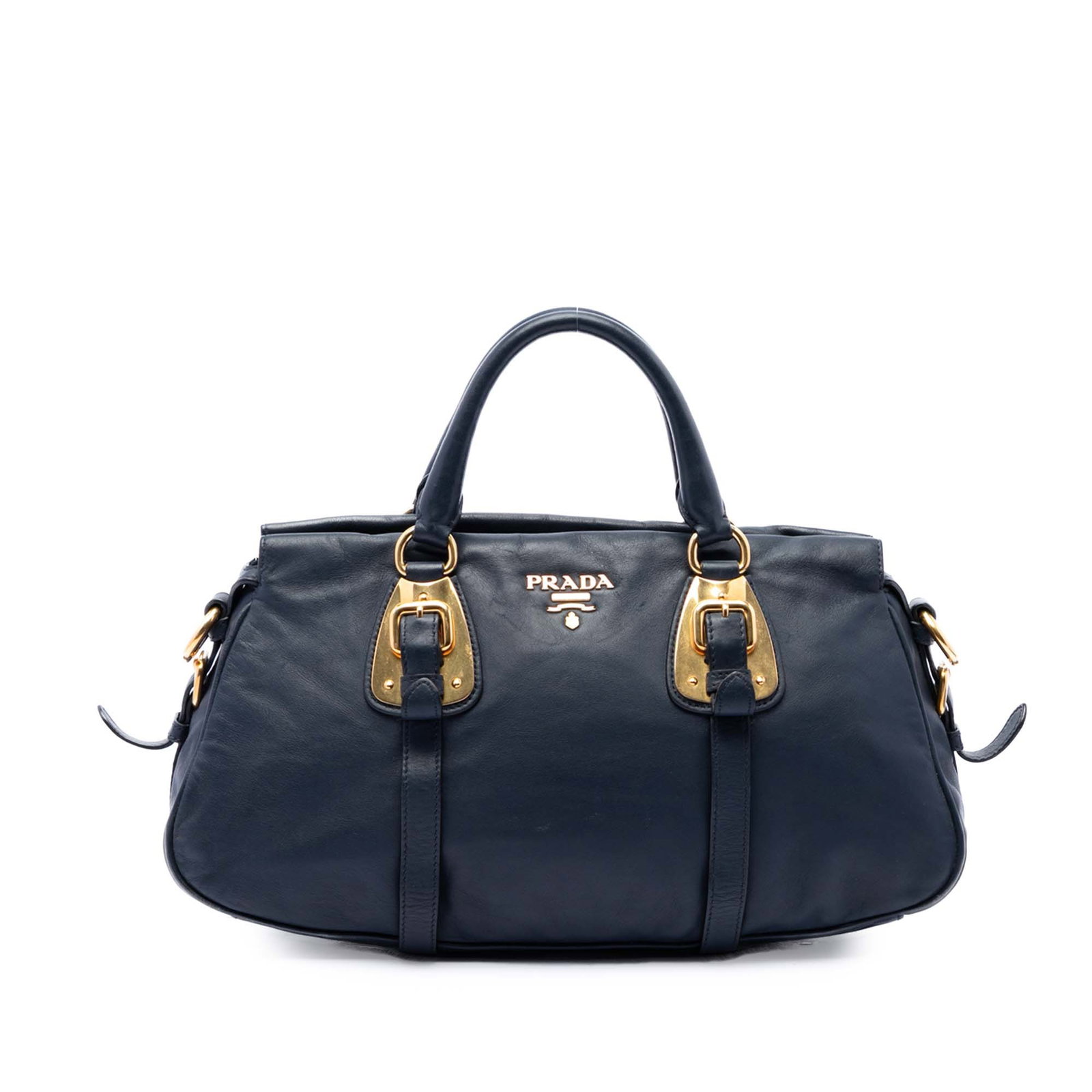 Prada Soft Calfskin Leather Satchel Bag Blue: Prada Soft Calfskin Leather Satchel Bag Blue Prada Soft Calfskin Shopping Satchel in blue leather with rolled leather handles and a top zip closure. The interior includes zip and slip pockets for orga