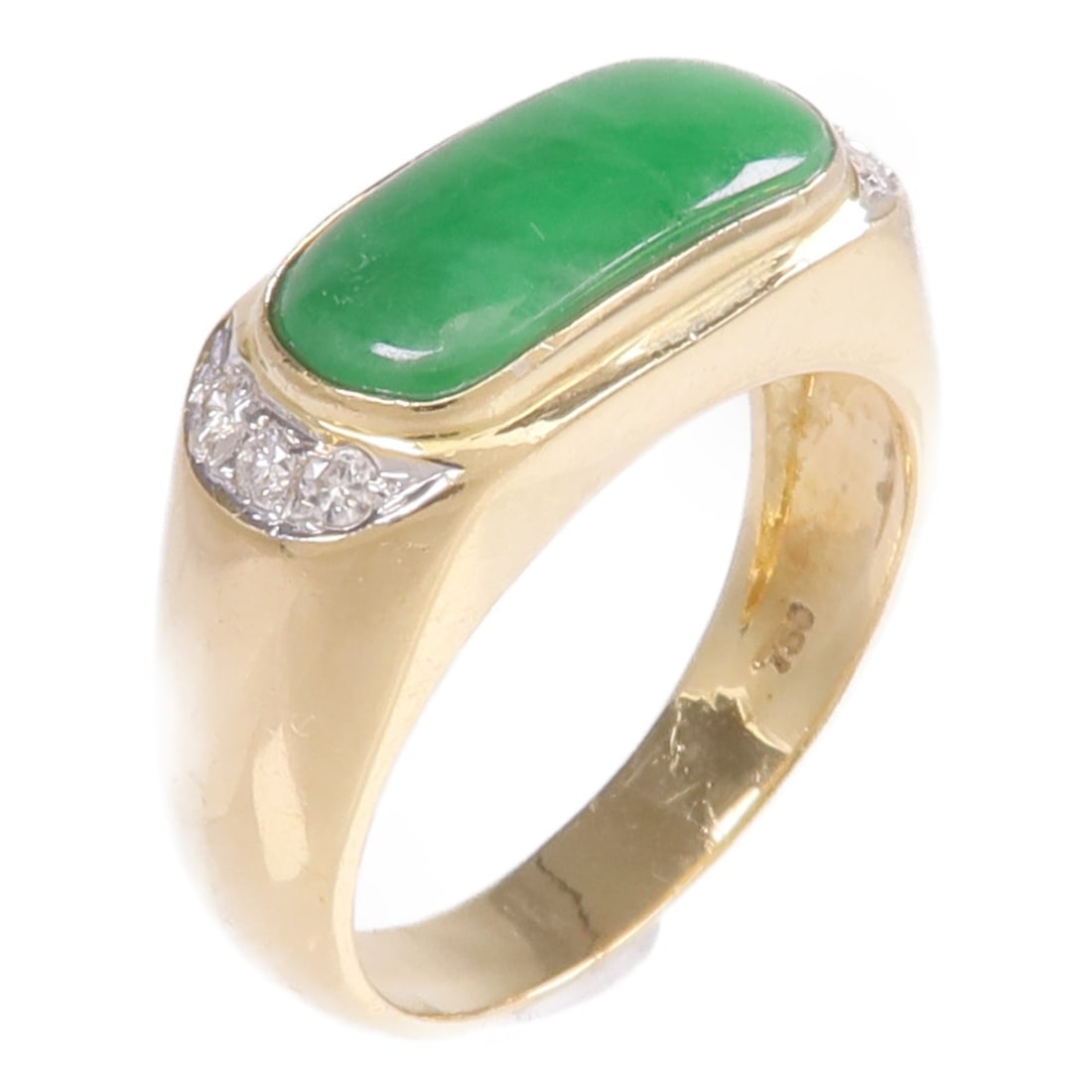 18K Jade Diamond Ring in Yellow and White Gold Size 6.25 (1 of 9)