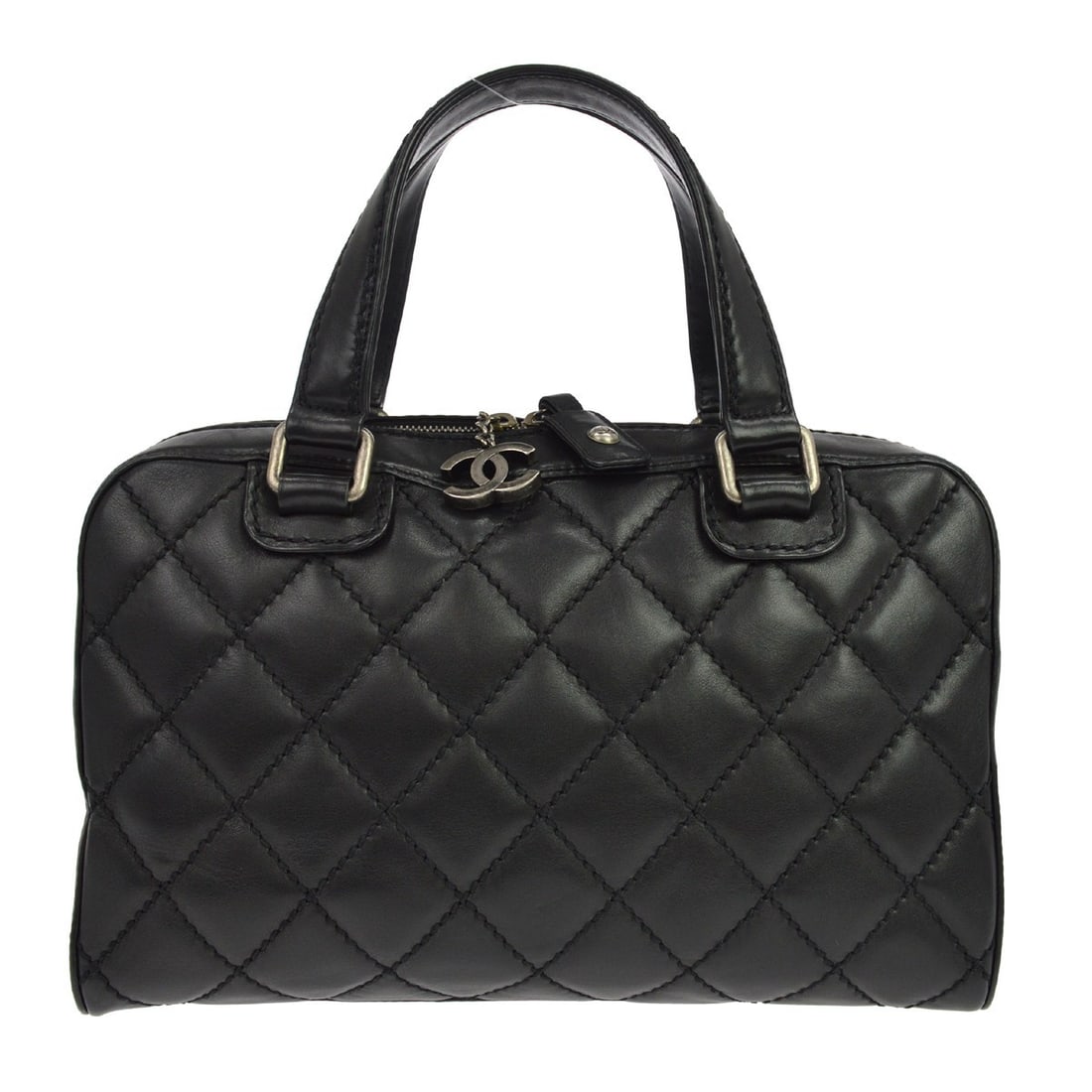 Chanel Wild Stitch Black Leather Quilted Handbag: Chanel Wild Stitch Black Leather Quilted Handbag Chanel Wild Stitch handbag crafted in black leather with a quilted design. Made in Italy, this women's handbag is presented in good condition with ligh