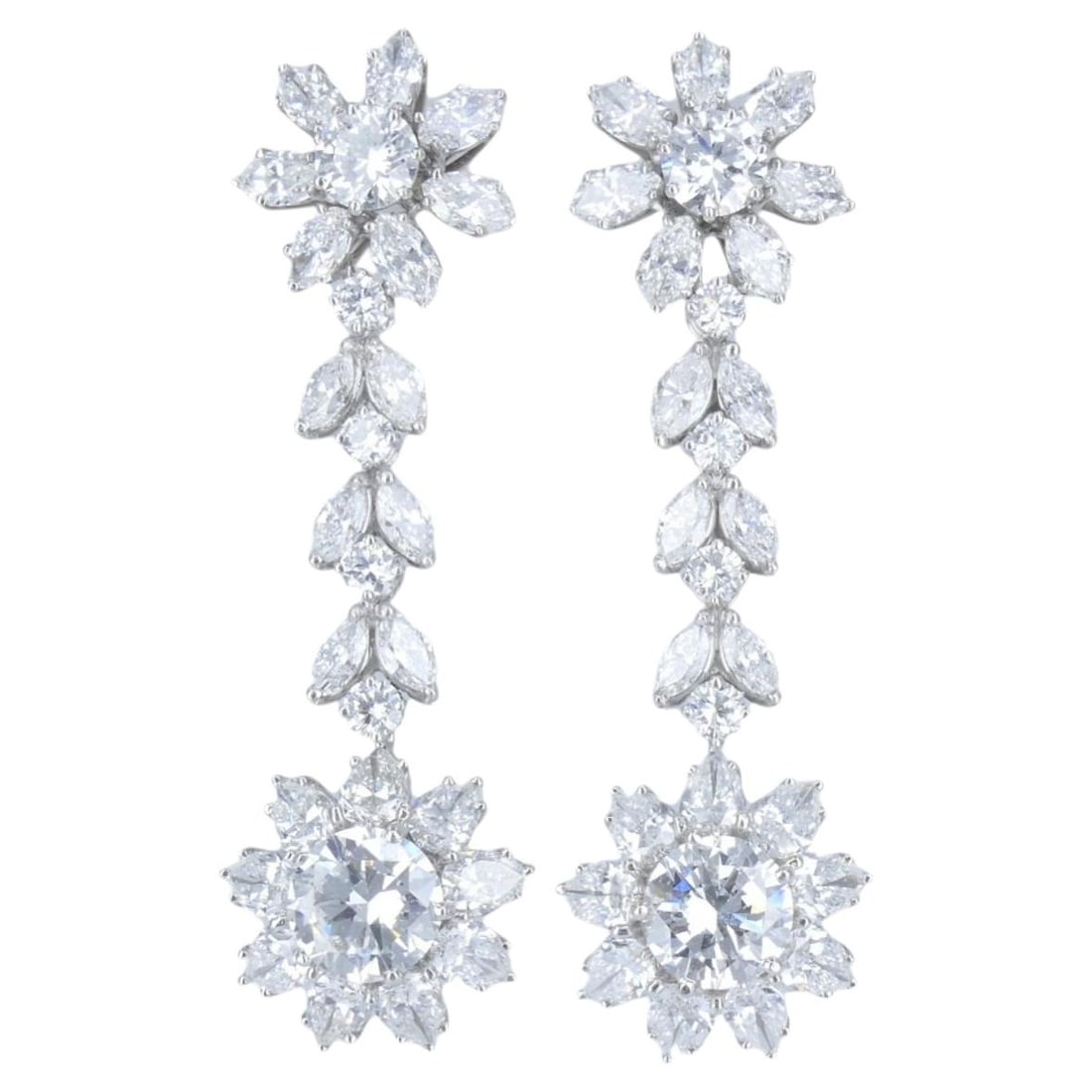 Pair of Platinum Diamond Chandelier Earrings with GIA Stones (1 of 9)
