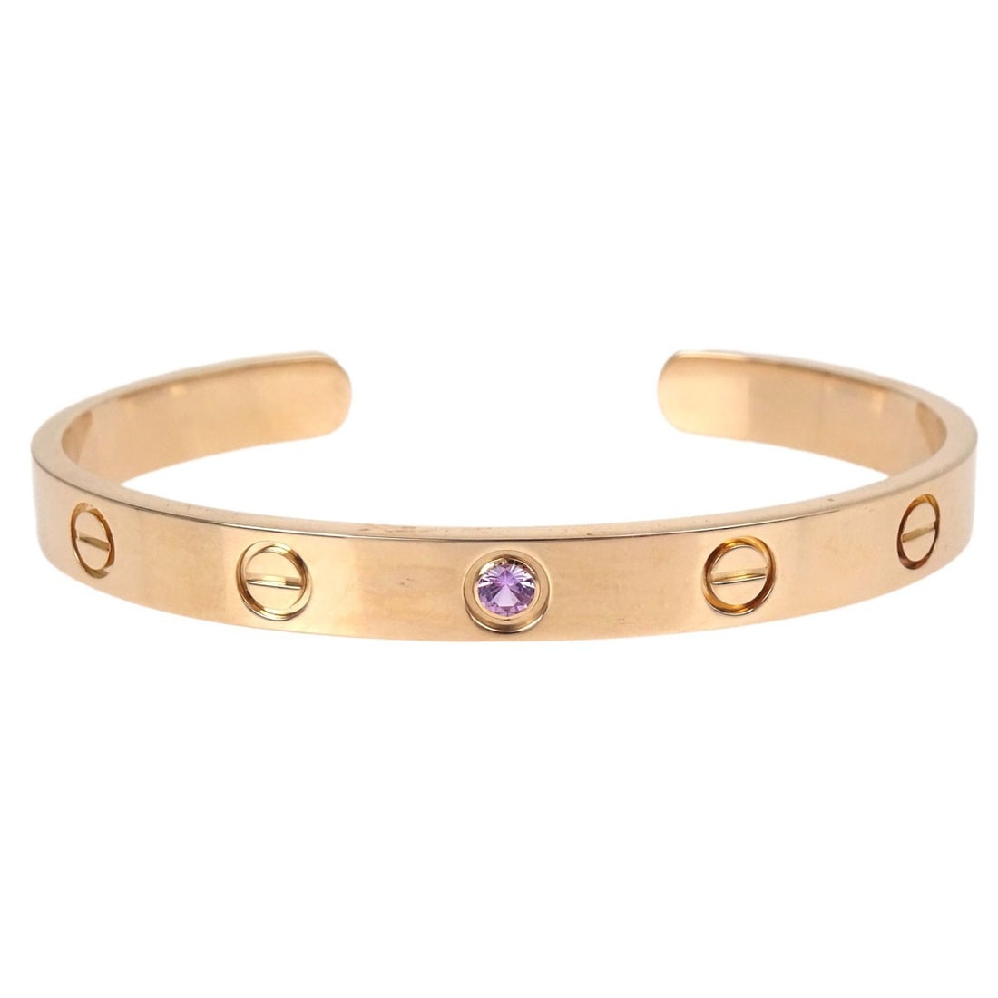 Cartier WK1883 Love Open Bangle Bracelet 750 Rose Gold Pink Sapphire (1 of 5)