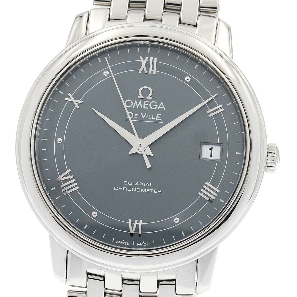 OMEGA De Ville Prestige Co-Axial Date Automatic Blue Dial 37mm Watch: OMEGA De Ville Prestige Co-Axial Date Automatic Blue Dial 37mm Watch OMEGA De Ville Prestige Co-Axial wristwatch with a blue dial, automatic movement, and date display. This men's watch features a sta