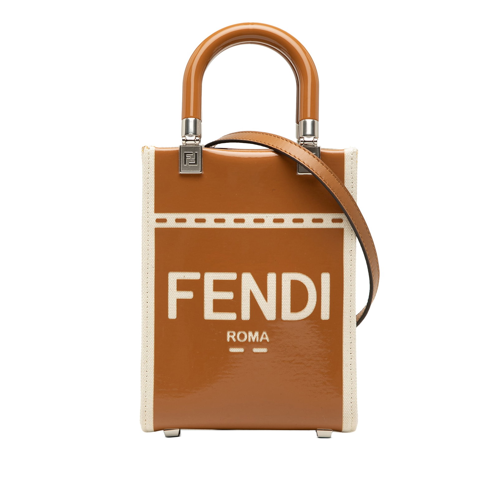 Fendi Sunshine Shopper Mini Tote in Patent Leather and Canvas (1 of 7)
