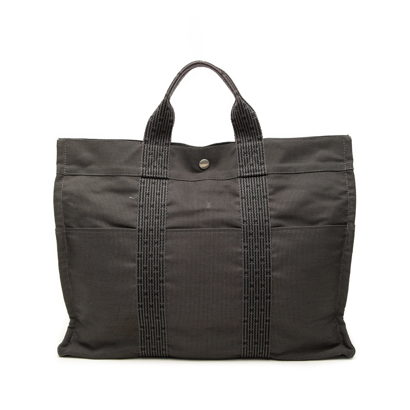 Hermes Herline MM Canvas Tote Bag Gray (1 of 6)