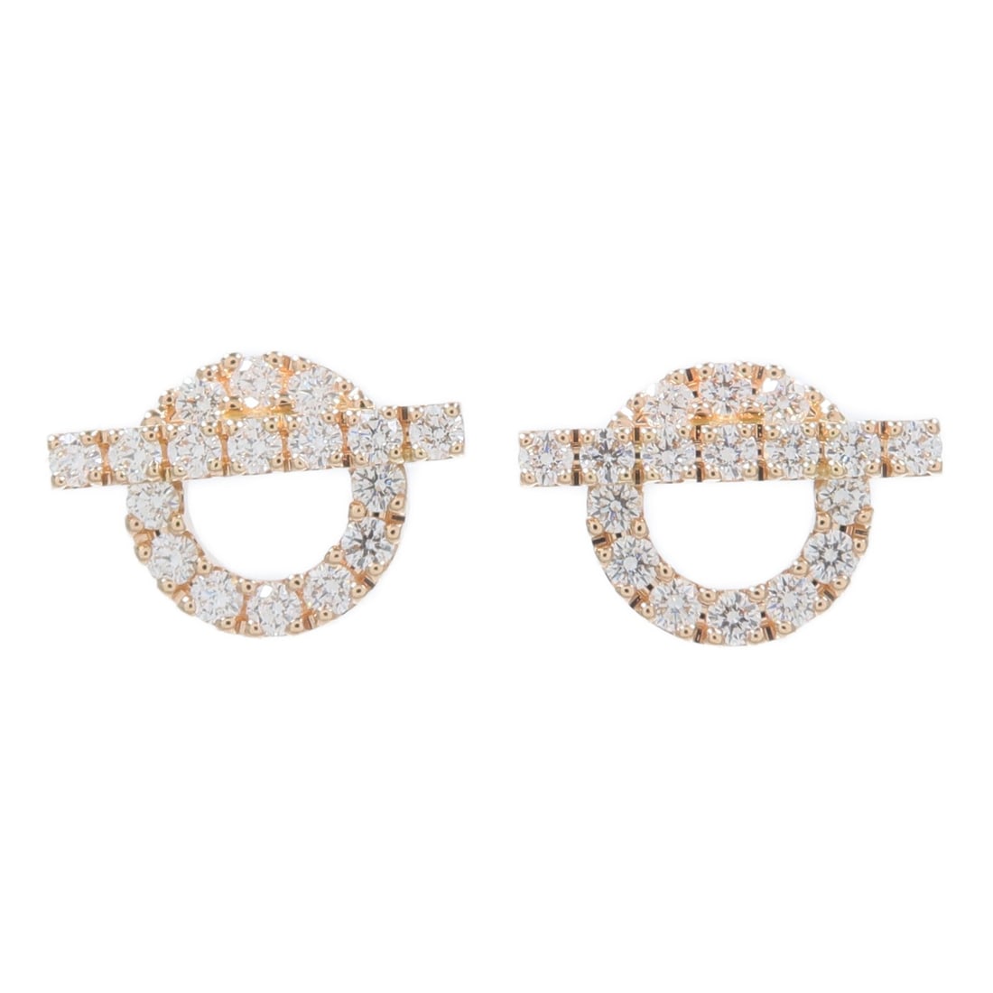 Hermes Finesse Pierced Earrings 18K Rose Gold Diamond: Hermes Finesse Pierced Earrings 18K Rose Gold Diamond Hermes Finesse pierced earrings crafted in 18K rose gold and set with diamonds. Made in France, this pair is presented in pristine condition and i