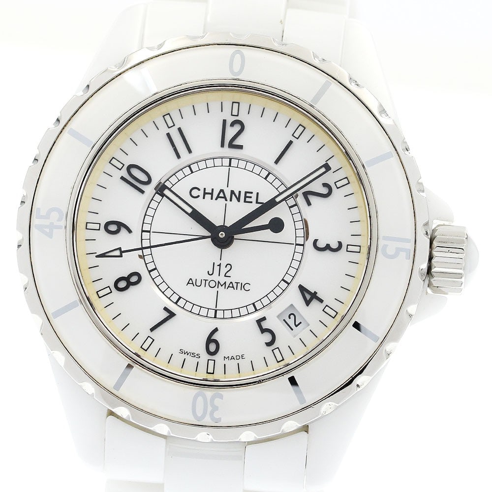 CHANEL J12 H0970 mens automatic white ceramic wristwatch (1 of 6)