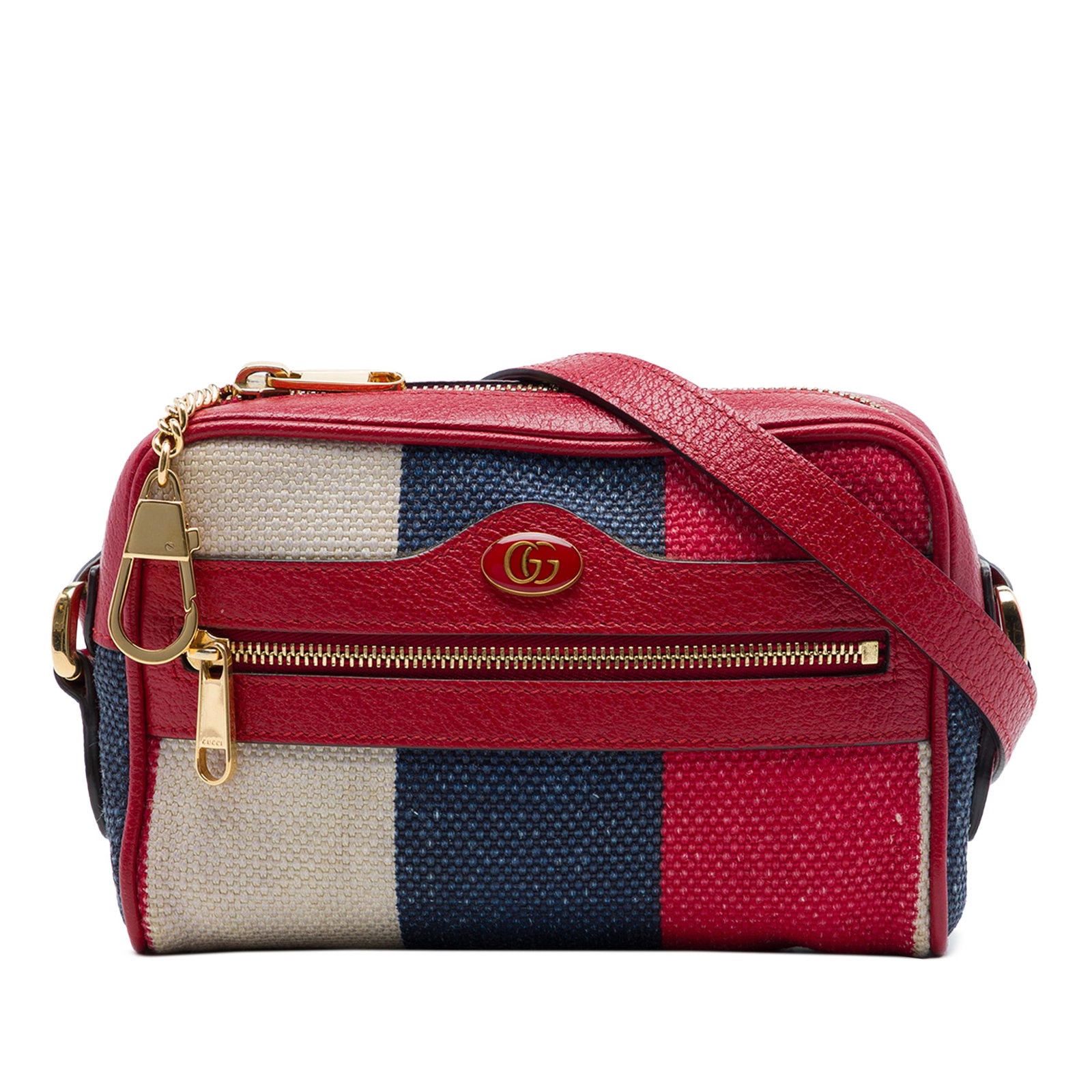 Gucci Ophidia Mini Crossbody Bag in Canvas and Leather: Gucci Ophidia Mini Crossbody Bag in Canvas and Leather Gucci Ophidia mini crossbody bag crafted with a canvas body and leather trim. It features an adjustable flat leather strap, a top zip closure, an