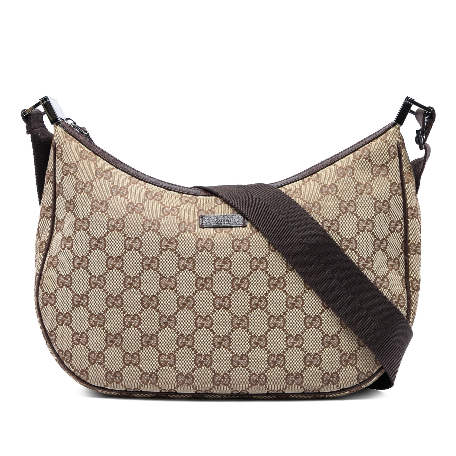 Gucci GG Canvas Beige Crossbody Bag with Leather Trim: Gucci GG Canvas Beige Crossbody Bag with Leather Trim Gucci GG Canvas Crossbody bag in beige with leather trim and an adjustable flat canvas shoulder strap. The bag has a top zip closure and an interi