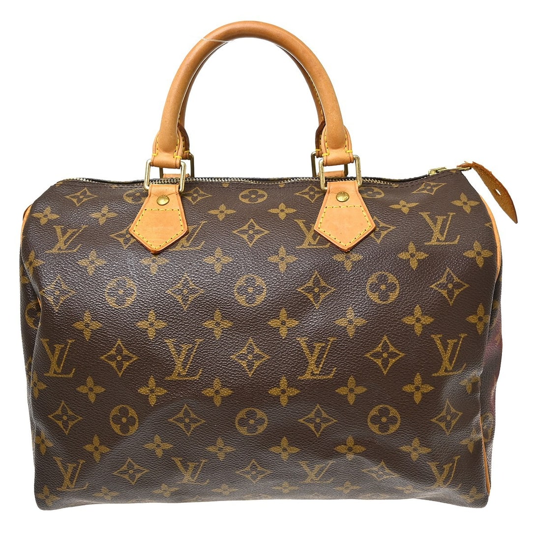 Louis Vuitton Speedy 30 Monogram Canvas Satchel M41526: Louis Vuitton Speedy 30 Monogram Canvas Satchel M41526 Vintage Louis Vuitton Speedy 30 handbag in Monogram canvas with leather double handles and a zip-top closure. This satchel-style purse shows reas