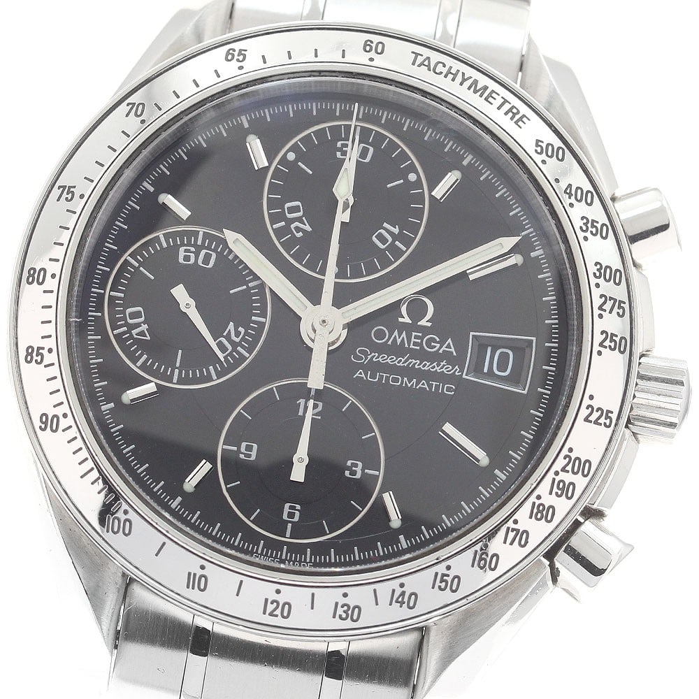 Omega Speedmaster 3513.50 automatic chronograph date mens wristwatch: Omega Speedmaster 3513.50 automatic chronograph date mens wristwatch Omega Speedmaster Date chronograph wristwatch with automatic movement and a black dial. This men's watch features a stainless steel