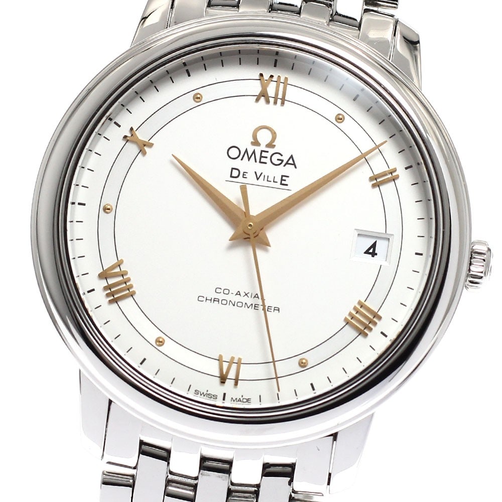 OMEGA De Ville Prestige 424.10.37.20.02.002 automatic stainless steel men's watch: OMEGA De Ville Prestige 424.10.37.20.02.002 automatic stainless steel men's watch OMEGA De Ville Prestige Co-Axial automatic men's wristwatch with a silver dial, stainless steel case, and stainless st