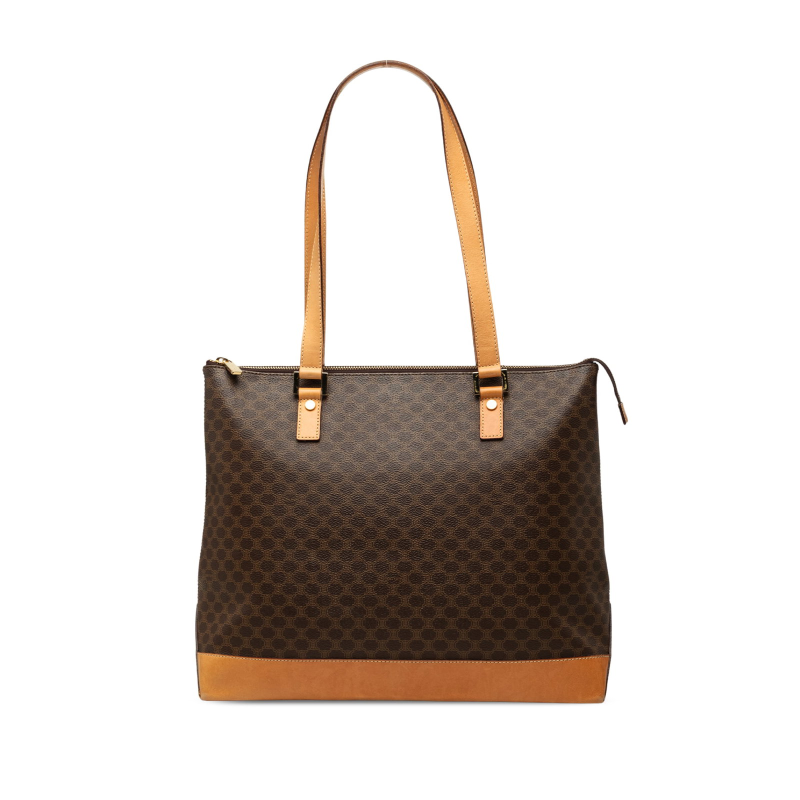 Celine Macadam Brown Coated Canvas Tote Bag Leather Trim (1 of 6)