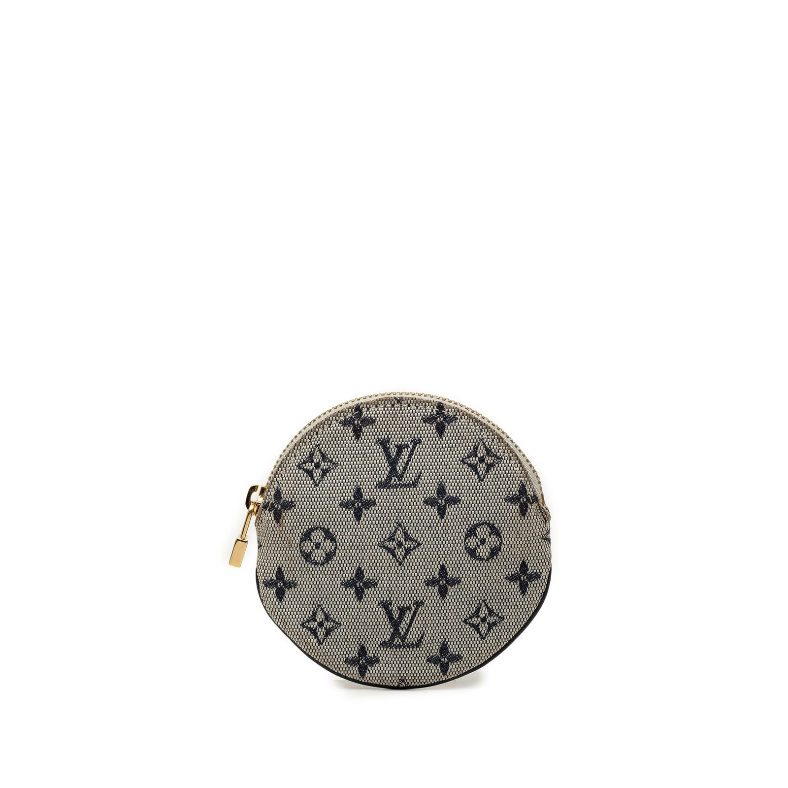 Louis Vuitton Monogram Mini Lin zip coin pouch in gray fabric: Louis Vuitton Monogram Mini Lin zip coin pouch in gray fabric Louis Vuitton Monogram Mini Lin Round Coin Purse in gray fabric with a round silhouette and zip-around closure. Made in France. Condition 