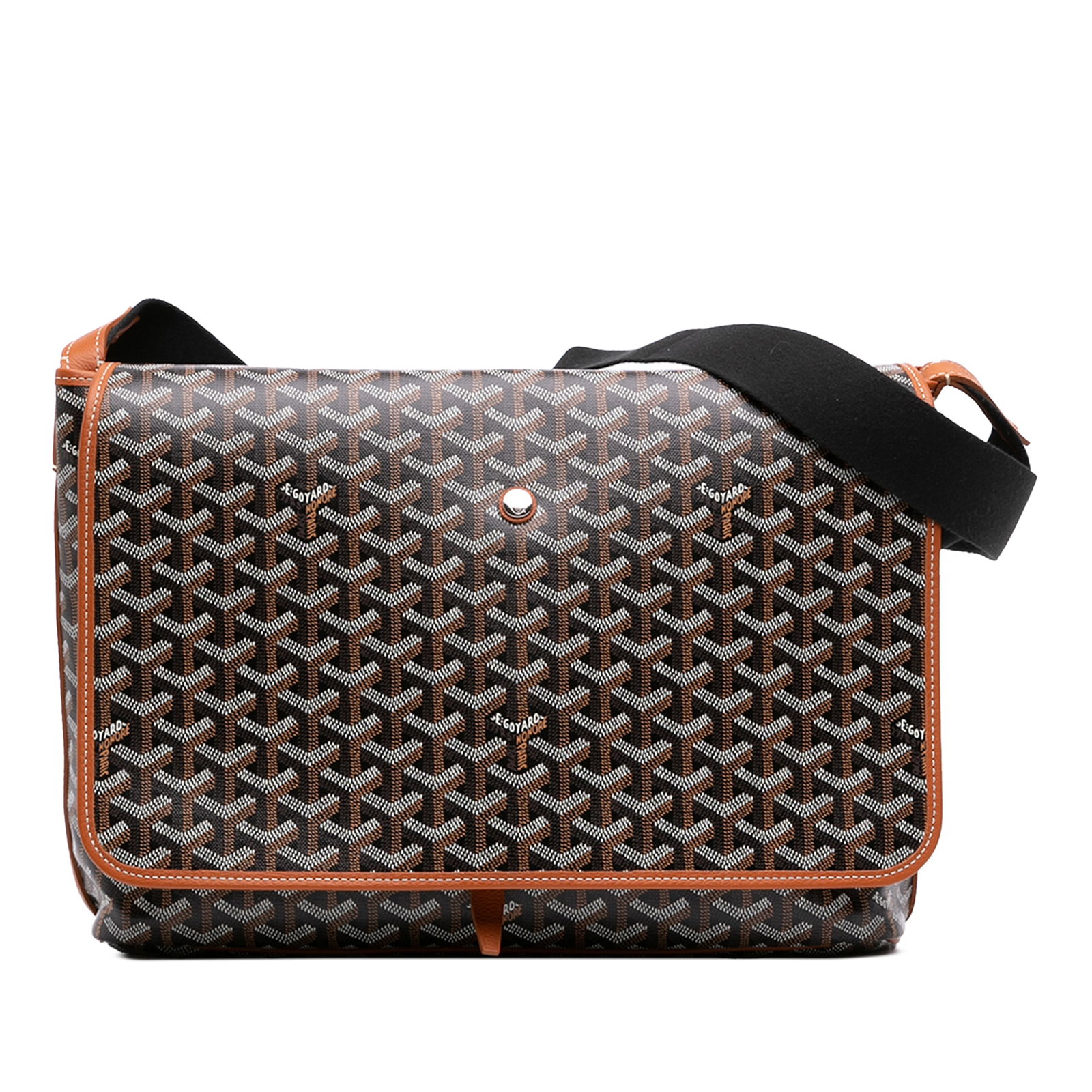 Goyard Capetien MM Black Messenger Bag in Goyardine: Goyard Capetien MM Black Messenger Bag in Goyardine The Goyardine Capetien MM messenger bag features a coated canvas body with leather trim, an adjustable flat shoulder strap, a flap with buckle closu