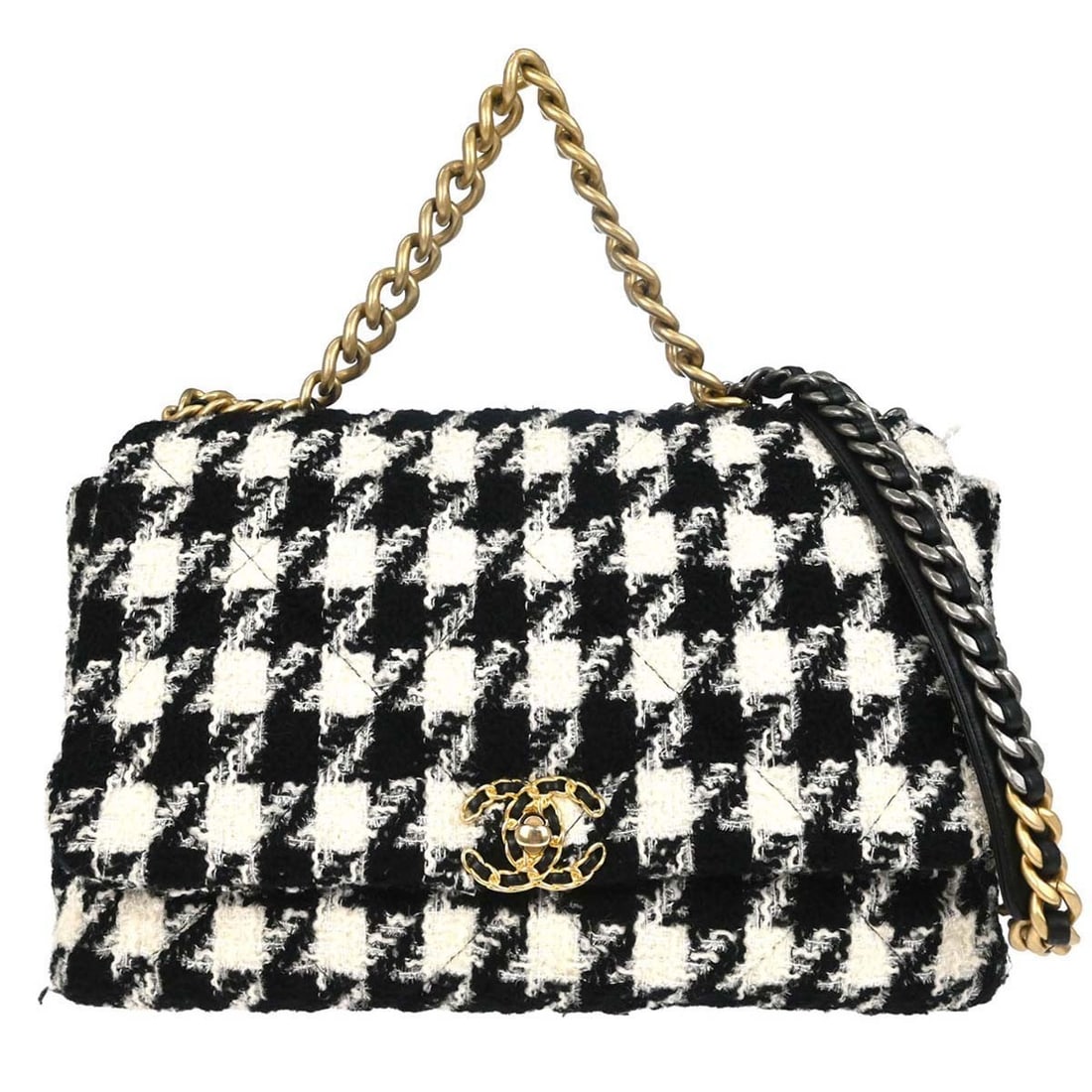 CHANEL Dix-neuf 19 Medium Flap Handbag Black White Tweed (1 of 15)