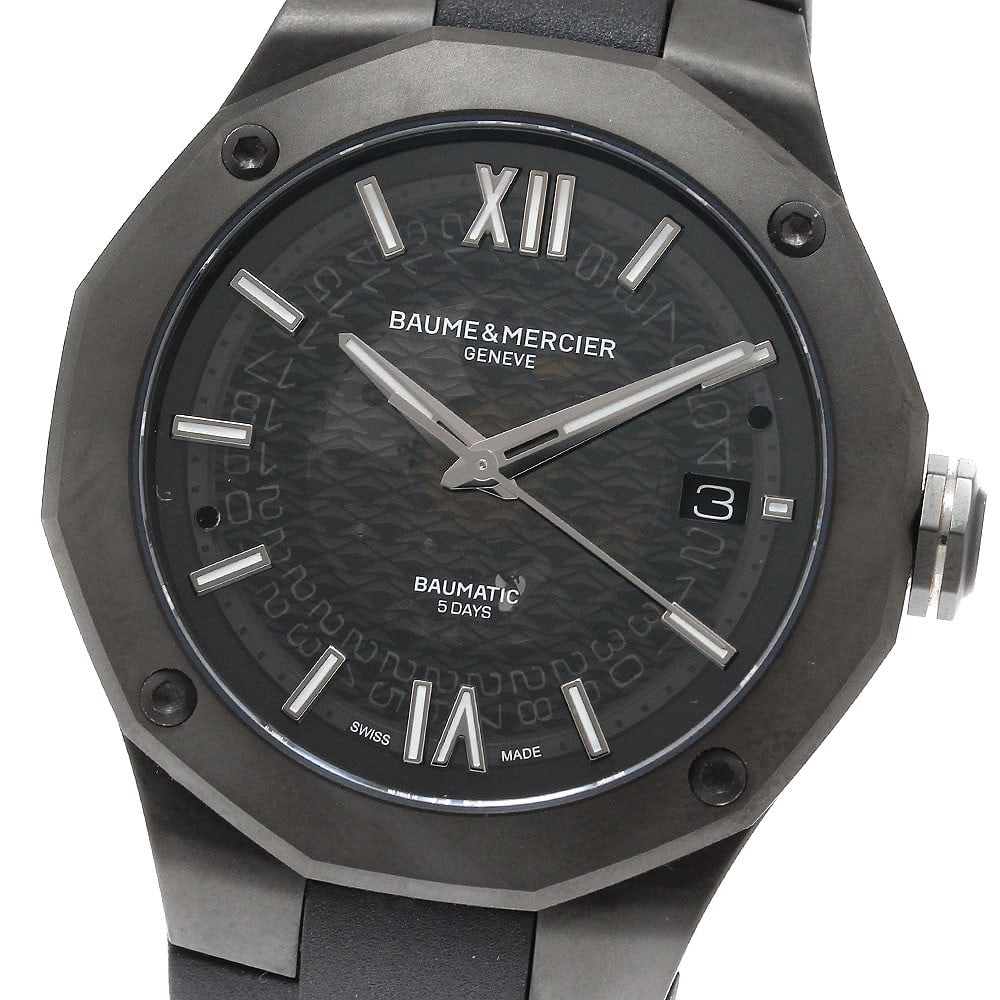 Baume Mercier Riviera Baumatic 65900 mens automatic date watch: Baume Mercier Riviera Baumatic 65900 mens automatic date watch Baume & Mercier Riviera Baumatic men's wristwatch with automatic movement and date display. This Swiss-made watch features a stainless st