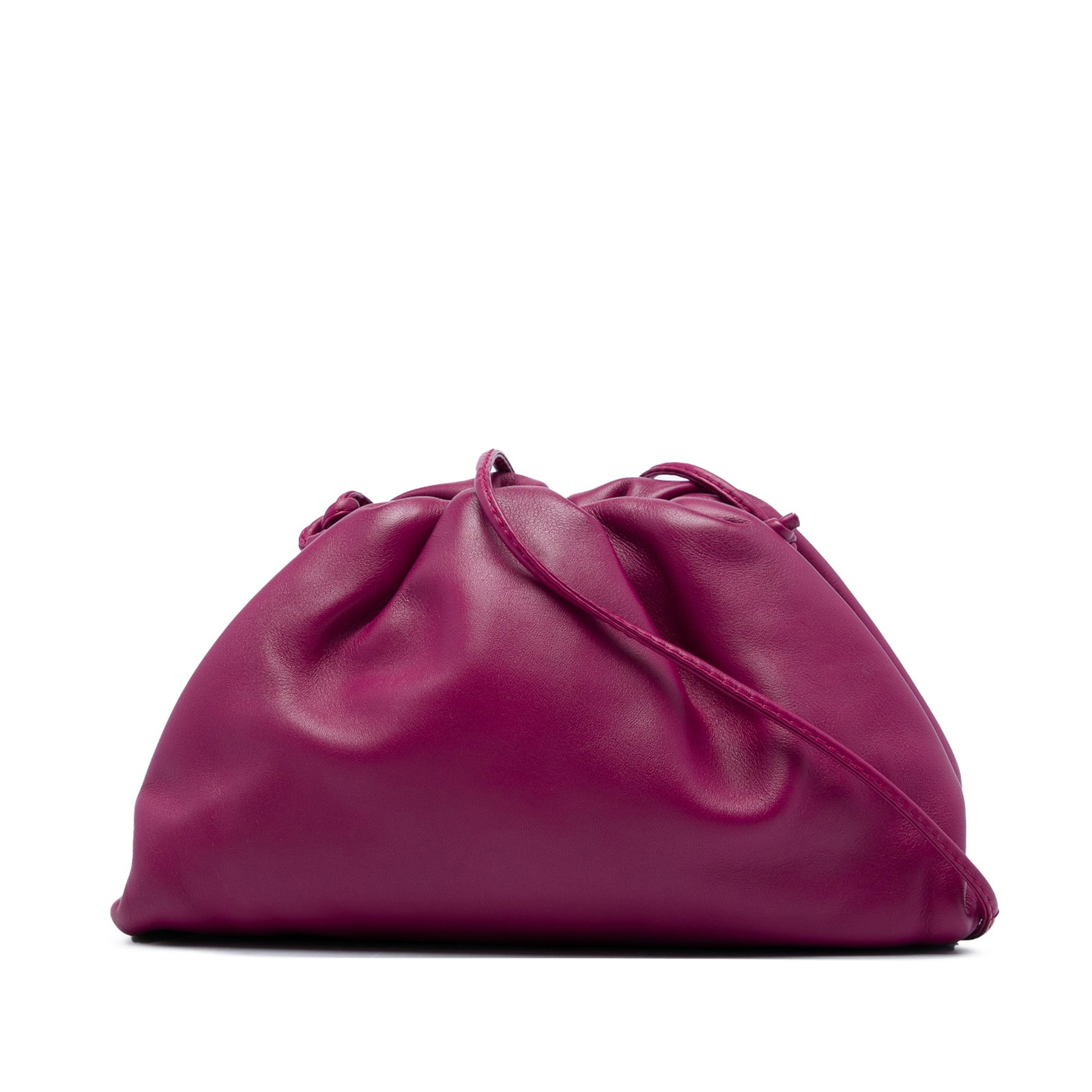 Purple Leather Crossbody Bottega Veneta The Mini Pouch: Purple Leather Crossbody Bottega Veneta The Mini Pouch Bottega Veneta The Mini Pouch Crossbody is crafted in lambskin leather and features a compact silhouette with a flat leather strap and magnetic c