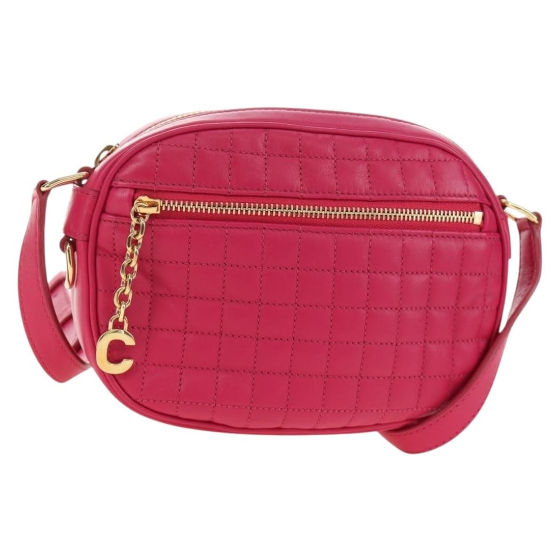 CELINE Pink Gold Leather Shoulder Bag with Dust Bag: CELINE Pink Gold Leather Shoulder Bag with Dust Bag CELINE shoulder bag in pink and gold leather, made in Italy. This women's bag features a shoulder strap with an approximate drop of 42-52 cm (16.5-2