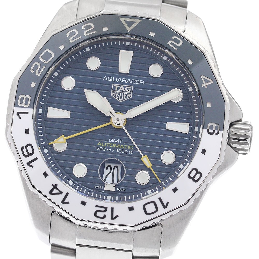 TAG Heuer Aquaracer Professional 300 GMT WBP2010 Mens Automatic Watch: TAG Heuer Aquaracer Professional 300 GMT WBP2010 Mens Automatic Watch TAG Heuer Aquaracer Professional 300 GMT automatic men's wristwatch with a navy dial, stainless steel case and stainless steel bra