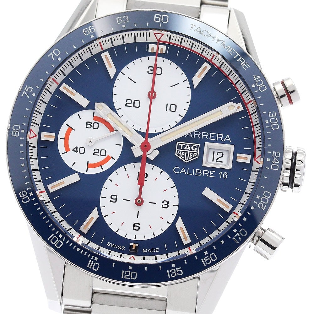 TAG Heuer Carrera CV201AR-0 mens automatic chronograph watch blue dial: TAG Heuer Carrera CV201AR-0 mens automatic chronograph watch blue dial TAG Heuer Carrera Calibre 16 chronograph automatic men's wristwatch with a blue dial and stainless steel case and bracelet. This 