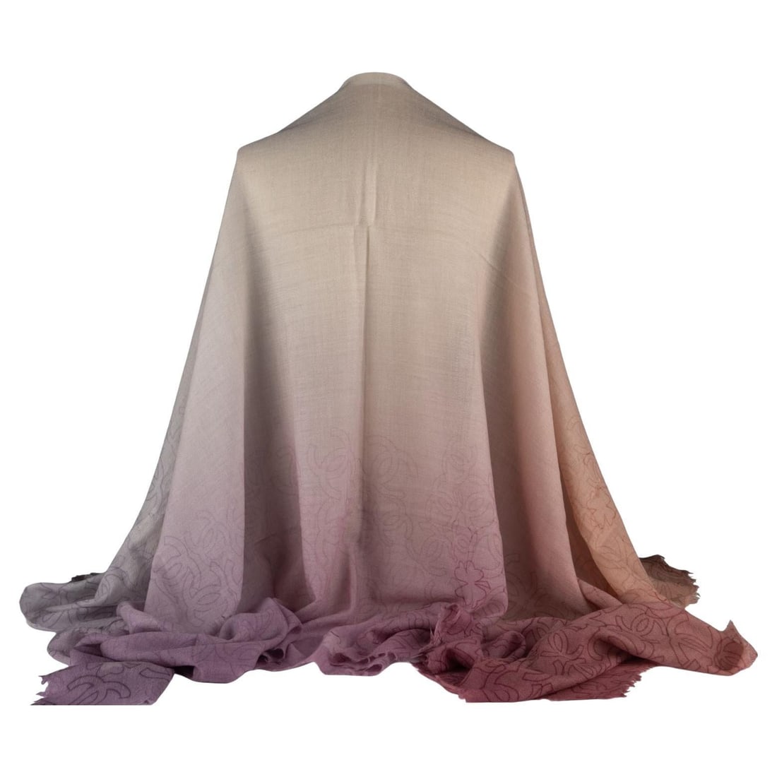 Chanel New Degrade CC Cashmere Shawl 72 x 56 Italy: Chanel New Degrade CC Cashmere Shawl 72 x 56 Italy Elevate your style with this luxurious Chanel New Degrade CC Cashmere Shawl, crafted in Italy. This exquisite shawl features a beautiful degrade desi